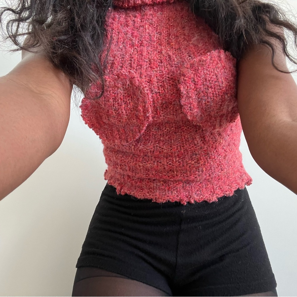 multi-colored knit halter top (up-cycled)